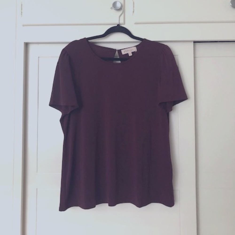 EUC Philosophy Republic Short Sleeve Blouse - Burgundy XL